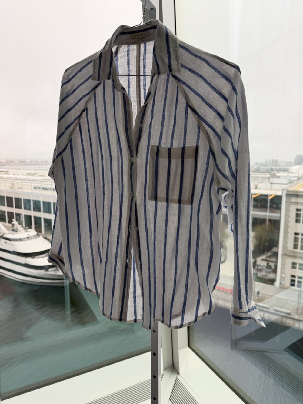 Z Supply Blue and White Striped Button-Down Shirt